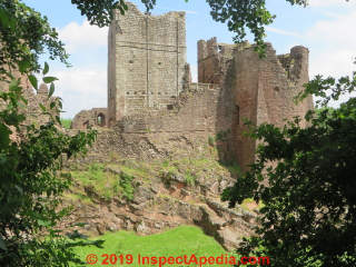 Goodrich Castle at Ross on Wye in Herefordshire, England UK (C) Daniel Friedman at InspectApedia.com