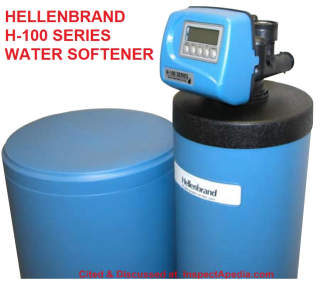 Hellenbrand H-100 Series water softener manufactured by Hellenbrand - cited & discussed at InspectApedia.com