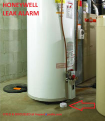 Honeywell water spill or flood leak alarm cited & discussed at InspectApedia.com