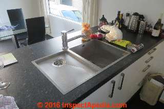 Stainless sink and drainboard New Zealand (C) Daniel Friedman