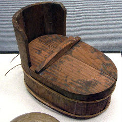 Japanese Edo chamber pot - Wikpedia shown at InspectApedia.com