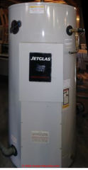 Jetglas water heater information at InspectApedia.com