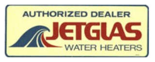 Jetglas water heater logo and ad - at InspectApedia.com