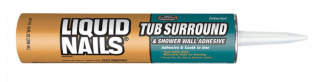 Liquid Nails white tub surround and shower adhesive cited & discussed at InspectApedia.com 