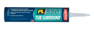 Loctite PL 550 Tub Surround construction Adhesive cited & discussed at InspectApedia.com