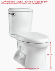 Low height children's toilet by Mansfield has a rim height of 10 3/8" - cited & discussed at InspectApedia.com