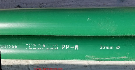 TuboPllus green PPR water piping (C) Daniel Friedman at InspectApedia.com