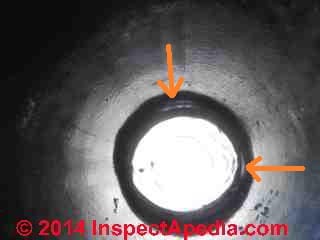 Interior view of leak points in a "repaired" plumbing vent stack assembly (C) Daniel Friedman