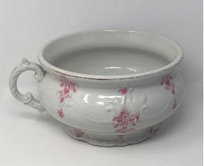 Porcelain chamber pot for sale at etsy.com June 2019 shown at InspectApedia.com