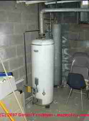 Old gas fired water heater with range boiler in background (C) Daniel Friedman