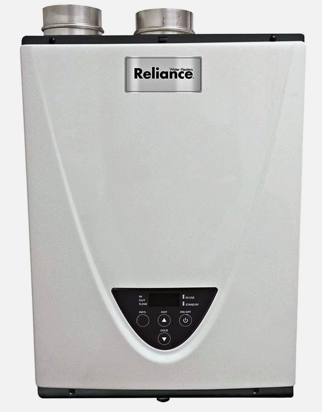 Page top photo: a Reliance TS-540-GIH 199K Indoor Tankless Natural Gas Water Heater. Cited & discussed at InspectApedia.com