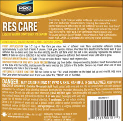 ResCare softener cleaner from Pro Products cited & discussed at InspectApedia.com 