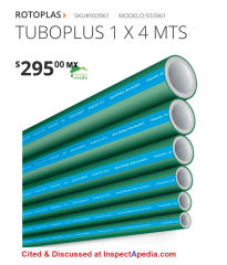 PPR plastic piping by Rotoplas sold at Home Depot stores - Mexico cited & discussed at InspectApedia.com