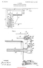 Edwin Ruud's Storage Water Heater  US853738A patent granted 19005-05-14 cited & discussed at InspectApedia.com