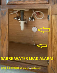 Sabre water or leak detector alarm cited at InspectApedia.com