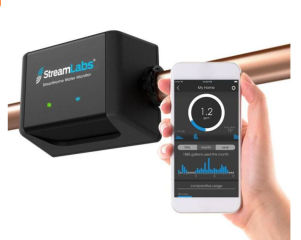 Streamlabs Smart Home water flow monitor & leak detector, strap-on, no pipe cutting, cited & discussed at InspectApedia.com