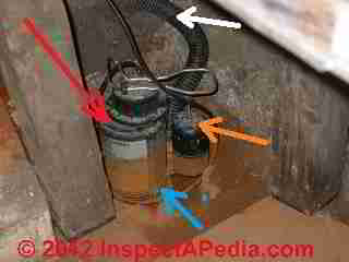 Sump pump with float © D Friedman at InspectApedia.com 