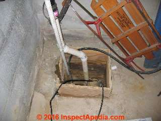 Plywood sump pump pit walls (C) Daniel Friedman