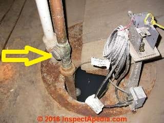 Check valve on sump pump discharge piping (C) Daniel Friedman