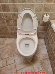 New toilet successfully installed to replace an old one that was cracked (C) Daniel Friedman at InspectApedia.com