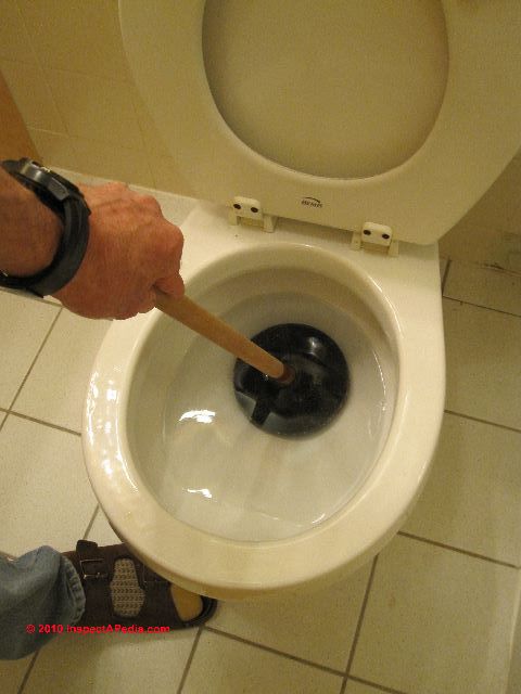 clearing a blocked toilet waste pipe