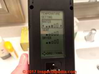 Water temperature control for the Toto Washlet toilet seat (C) InspectApedia PHG