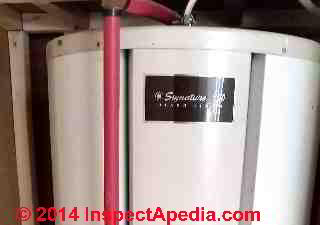 Wards Signature water heater with PEX piping (C) InspectApedia.com