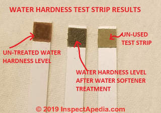 Water hardness test strips for San Miguel de Allende (C) Daniel Friedman at InspectApedia.com