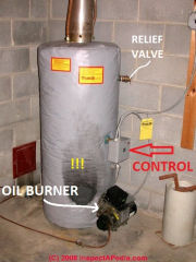 Oil fired water heater with backpressure soot stains (C) Daniel Friedman