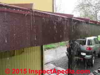 Drip edge on a metal roof showing water being directed off-roof (C) Daniel Friedman