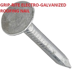 Grip rite electro galvanized roofing nail at Inspectapedia.com