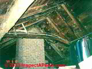 Damaged old roof sheathing- remove not for mold but because of its deteriorated condition and need for new roof (C) Daniel Friedman