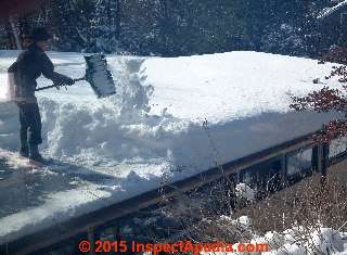 Shoveling deep snow off of a flat roof in Poughkeepsie (C) Daniel Friedman