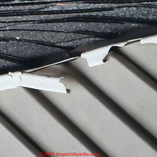 roofing damage done by roof repair crew (C) InspectApedia.com JohnT