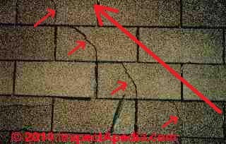 Thermal splitting of asphalt shingles along a diagonal (C) Daniel Friedman