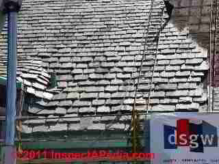 Gray roofing slates © D Friedman at InspectApedia.com 