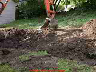 Excavation for a cut-and-fill septic drainfield in New York (C) Daniel Friedman at InspectApedia.com
