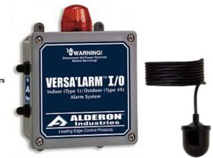 Alderon Versa'larm used to monitor aerobic tank and pump - at InspectApedia.com and cited in this article