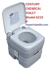 Century 6210 portable chemical toilet at InspectApedia.com