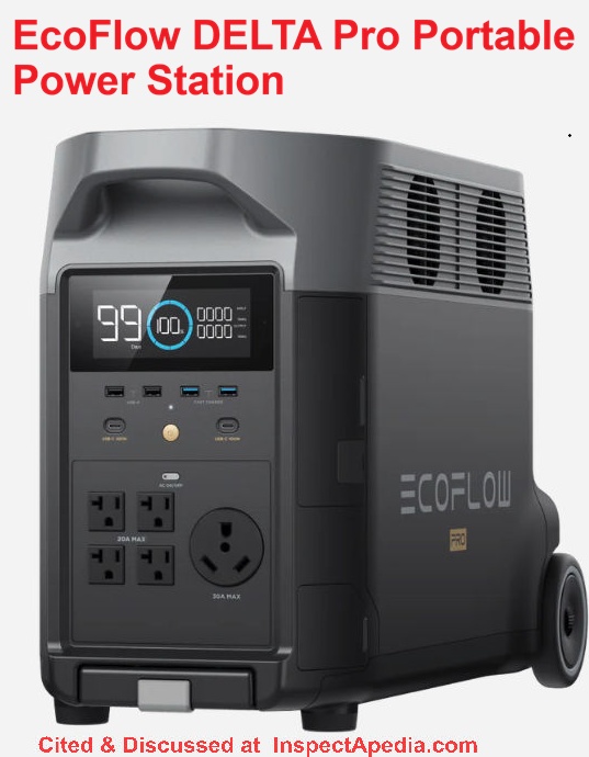 EcoFlow DELTA Pro Smart Generator Adapter cited & discussed at Inspectapedia