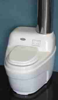 Photo of the EcoJohn waterless incinerating toilet