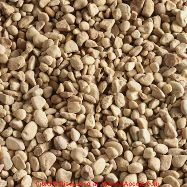 Egg Rock used in landscaping, as sold at Lowes and other building suppliers - cited & discussed at InspectApedia.com