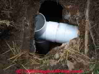 Septic tank tee replacement inserted into the septic tank sewer line (C) Daniel Friedman Jerry Waters