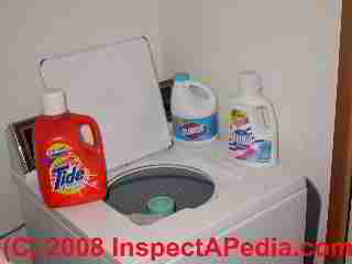 washing machine and various household chemicals and cleaners