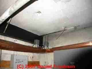 Tremolite asbestos on a ceiling