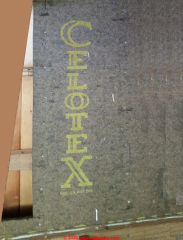 Celotx fiberboard from the 1980s probably does not contain asbestos (C) InspectApedia.com Angelina