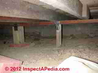 Crawl space inspection & repair before tile floor © D Friedman at InspectApedia.com 