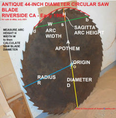 1900s 44-inch circular saw blade for sale on eBay - California 2021 cited & discussed at InspectApedia.com
