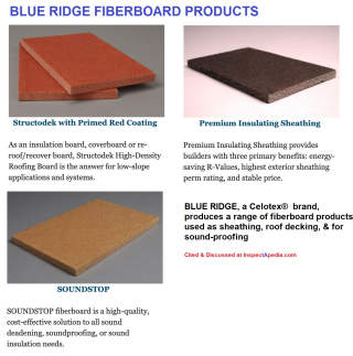 Blue Ridge fiberboard products cited at InspectApedia.com