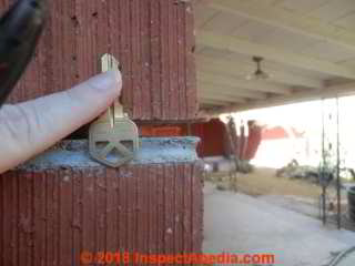 Damage to a brick veneer wall Southwest US b 1957 (C) InspectApedia.com RD